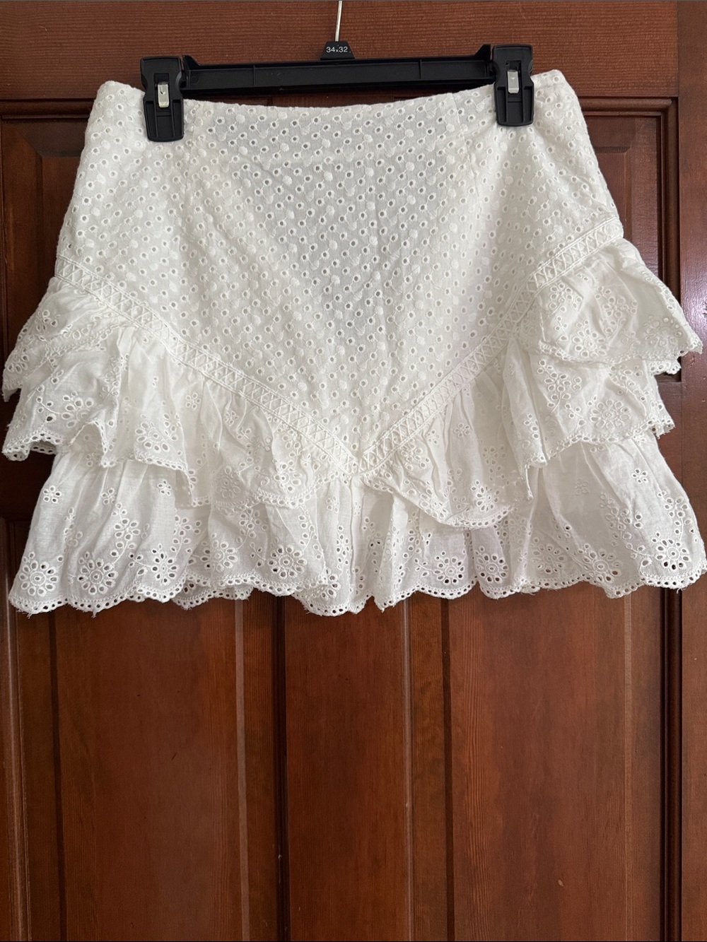 White Eyelet Ruffle Mini Skirt